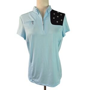 Jamie Sadock Blue Black Activewear Golf Tennis Pickleball Short Sleeve Top Shirt
